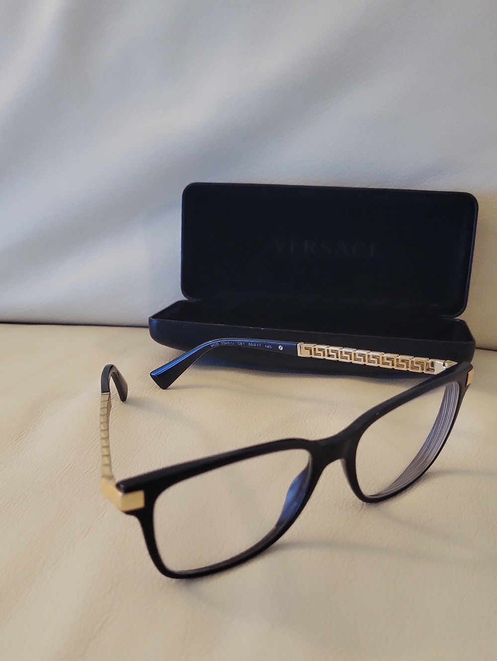 Versace Black and Gold Greek Key Women's Eyeglasses